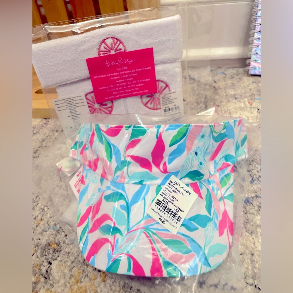 Lilly Pulitzer Visor Wristband Headband Sweatband Hat Sunhat Sun Protection